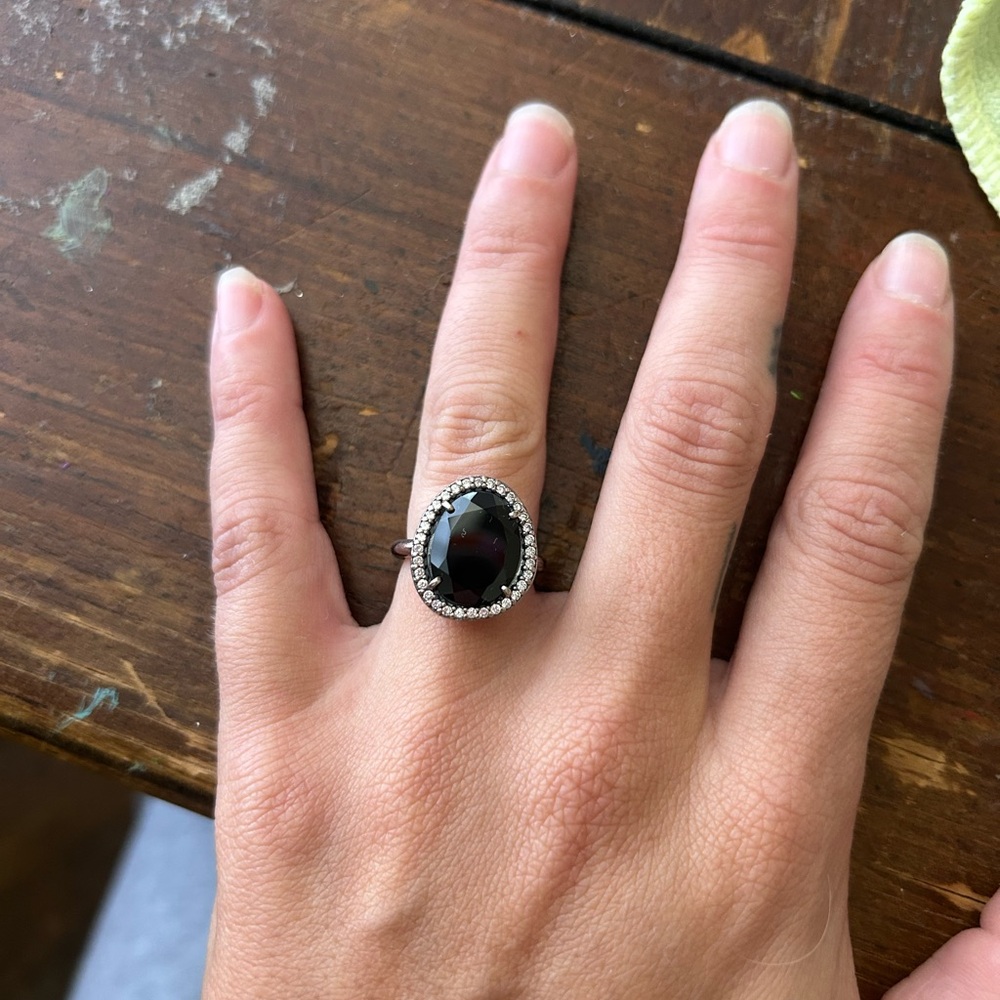 Pandora Black and Silver Oval Ring